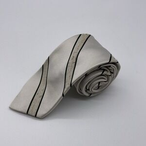 Givenchy Mens Tie Ivory  Striped Imported International Polyester And Silk Blend